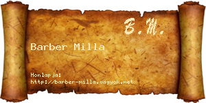 Barber Milla névjegykártya